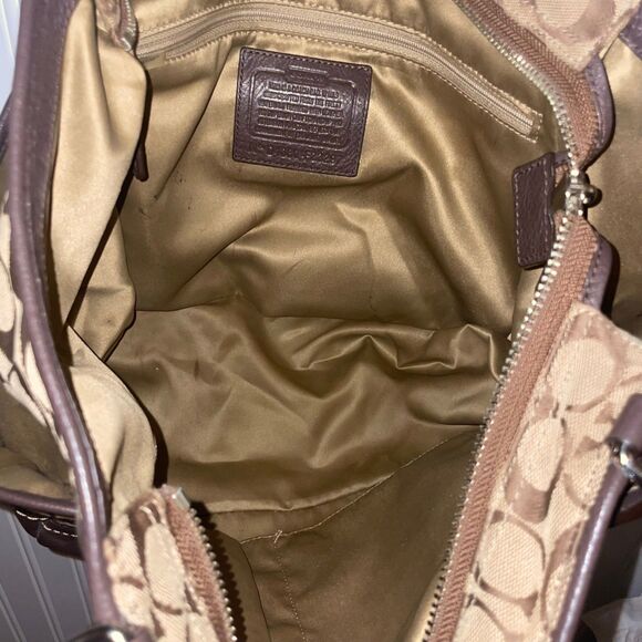 Coach Tan and Deep Brown Leather Signature Carrie Tote - Picture 5 of 13